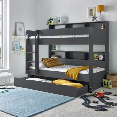 The Range Olly Onyx Grey Storage Bunk Bed - Grey / Bunk and Spring Mattresses / No Drawer