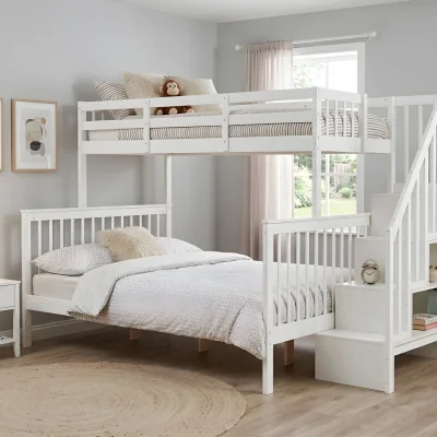 The Range Mila Triple Bunk Bed with Storage Staircase - White