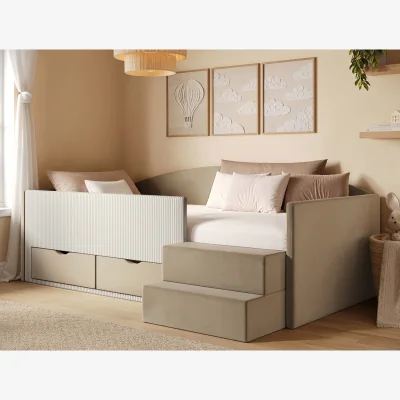 The Range Elisa Velvet Storage Low Sleeper Bed with Beige Cord - Beige