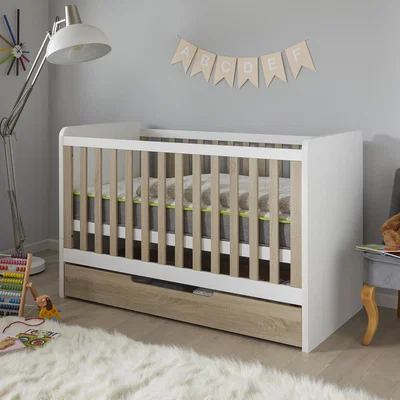 The Range Two-toned Modular Cot and Bed in Cream Oak - Cream