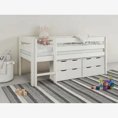 The Range Mid Sleeper Shorty with Chest of Drawers White - White