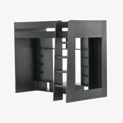 The Range Leo High Sleeper Cabin Bed Gaming Den with Storage - Black