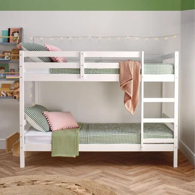 The Range Wooden Bunk Bed Single Splittable Twin Sleeper  - White / No Mattress