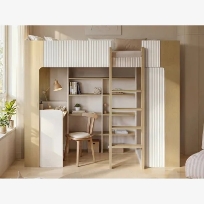 The Range Aeson High Sleeper Bed with Desk & Wardrobe - White