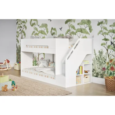 The Range Deimo Staircase Low Bunk Bed White - White