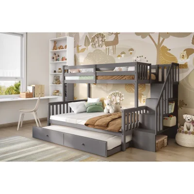 The Range Tag Triple Staircase Bunk Bed with Trundle - Grey