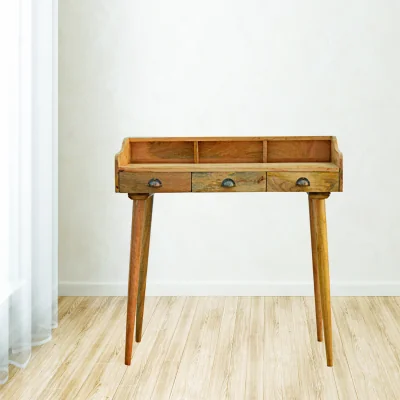 The Range Solid Wood Gallery Back Shell Writing Desk - Brown
