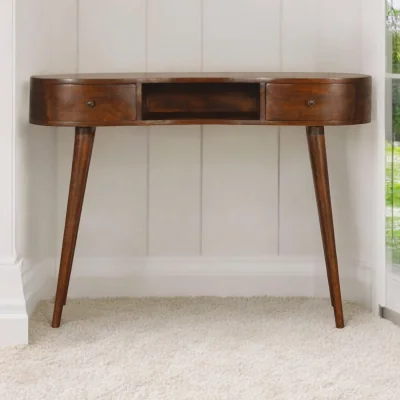 The Range Solid Wood Chestnut Wave Writing Desk - Brown