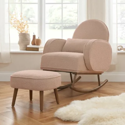 Dunelm Return - Tutti Bambini Micah Rocking Chair and Footstool, Blush