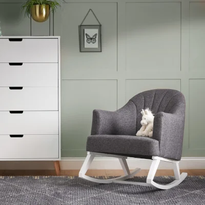 Furniture123 Grey Fabric Round Back Rocking Chair - Obaby