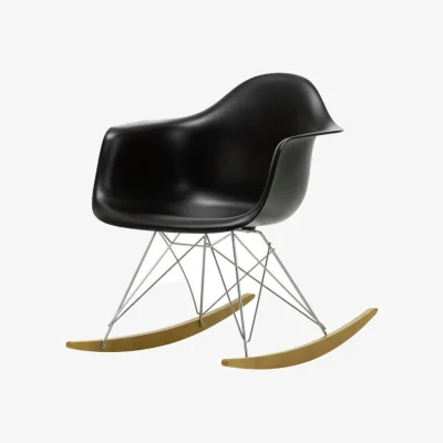 Made in Design RE RAR - Eames Plastic Armchair Rocking chair plastic material black / (1950) - Recycled - Vitra