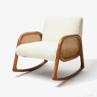 Oliver Bonas Loha Boucle & Rattan Rocking Chair