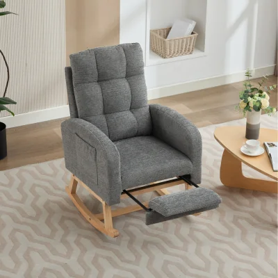 The Range Rocking Chair with Adjustable Footrest for Living Room - Grey