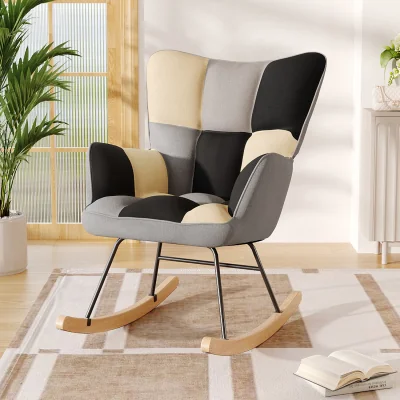 The Range Tufted Patchwork Upholstered Rocking Chair - Multicoloured