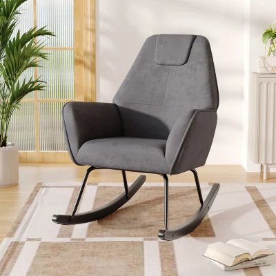 The Range Comfy Velvet Rocking Chair - Grey