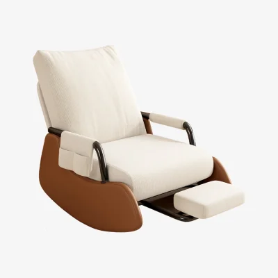 The Range Rocking Lounge Chair with Retractable Footrest and Headrest - Beige