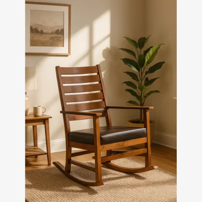 The Range Relax Brown Leather Effect Rocking Chair - Brown