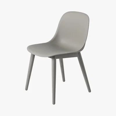Amara Muuto - Fiber Side Chair - Wood Base - Grey