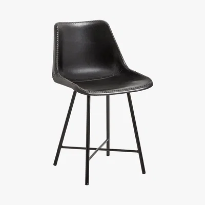 Amara Nordal - Leather Chair with Iron Legs - Black