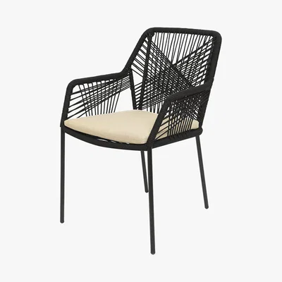 Amara A by AMARA - Outdoor Rope Weave Dining Chair - Black