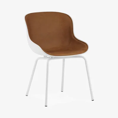 Amara Normann Copenhagen - Hyg Dining Chair - Front Upholstery Ultra Leather/Steel White