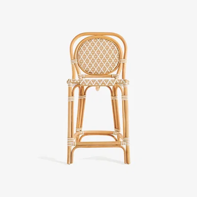 Anthropologie Coastal Rattan Bistro Counter Stool Chair
