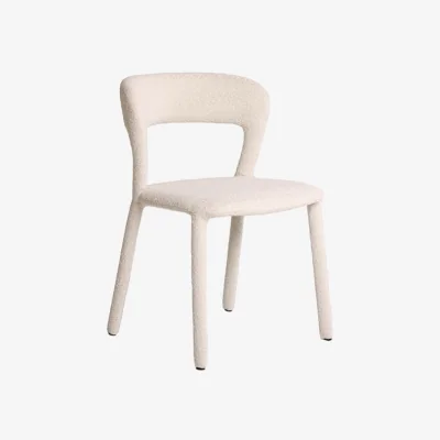 Andrew Martin Mian Dining Chair, Dining Chair, White - Andrew Martin Boucle
