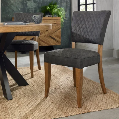 Arighi Bianchi Glendale Rustic Oak Logan Chair, Dark Grey
