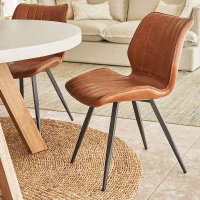 Arighi Bianchi Hudson Vegan Leather Dining Chair, Light Brown