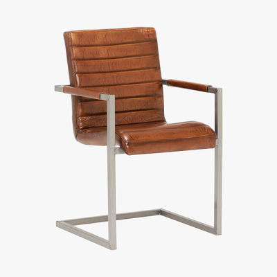 Barker and Stonehouse Titus Chair, Vintage Leather Dining Chair, Light Brown