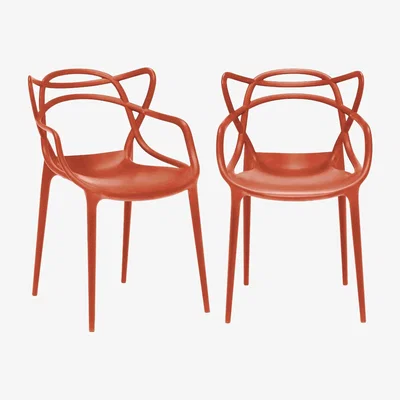 Barker and Stonehouse Pair of Kartell Masters Dining Chairs, Orange | Barker & Stonehouse
