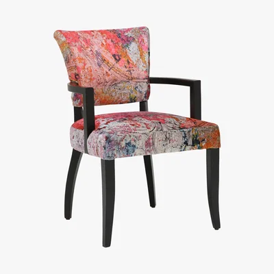 Barker and Stonehouse Timothy Oulton Mimi Velvet Faded and Degraded Dining Chair with Arms, Peeling Ceiling
