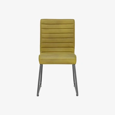 Barker and Stonehouse Titus Leather Dining Chair - Yellow - Leather - Striped - W45 x D63 x H87cm - Barker &amp; Stonehouse