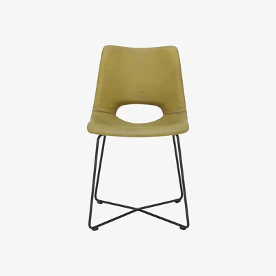 Barker and Stonehouse Chesil Dining Chair - Green - Leather - W48 x D57 x H79cm - Barker &amp; Stonehouse