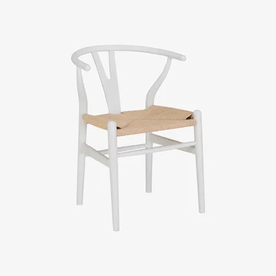 Barker and Stonehouse Hans Wishbone Dining Chair, White | Barker & Stonehouse