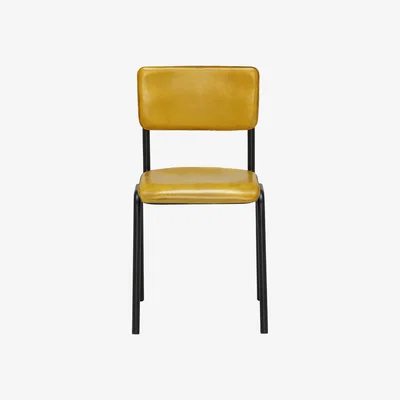Barker and Stonehouse Twyford Dining Chair - Yellow - Leather - Plain - W49 x D44 x H81cm - Barker &amp; Stonehouse