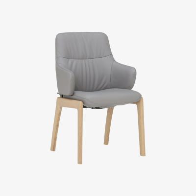 Barker and Stonehouse Stressless Mint Low Back Dining Armchair With D100 Legs, Grey Leather | Barker & Stonehouse