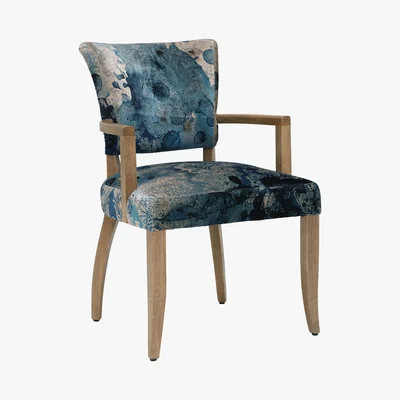 Barker and Stonehouse Timothy Oulton Mimi Dining Chair with Arms, Faded and Degraded Melting Paisley