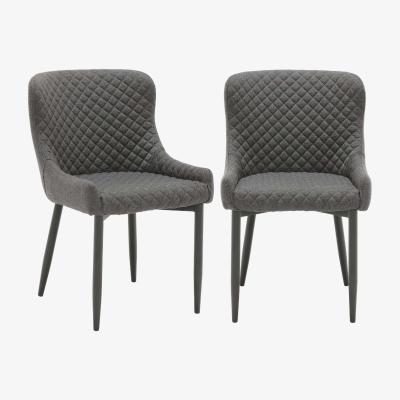 Barker and Stonehouse Pair of Rivington Fabric Dining Armchairs, Dark Grey | Barker & Stonehouse
