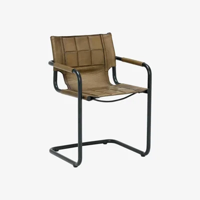 Barker and Stonehouse Teo Leather Dining Chair, Yellow | Barker & Stonehouse