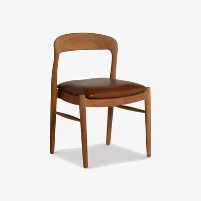 Barker and Stonehouse Semeru Dining Chair with Leather Seat, Wood | Barker & Stonehouse