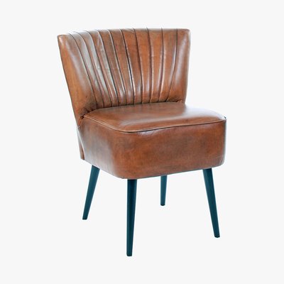 Barker and Stonehouse Etta Low Back Vintage Leather Dining Chair, Brown