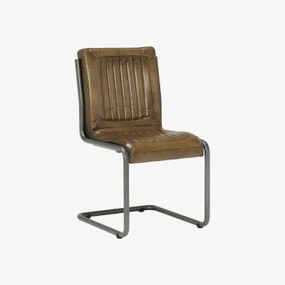 Barker and Stonehouse Jensen Buffalo Leather Dining Chair - Brown - Leather - Striped - W55 x D61 x H85cm - Barker &amp; Stonehouse