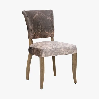 Barker and Stonehouse Timothy Oulton Mimi Velvet Faded and Degraded Dining Chair, Peat Smudge
