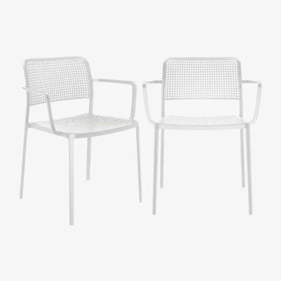 Barker and Stonehouse Pair of Kartell Audrey Dining Chairs with Arms, White Metal | Barker & Stonehouse