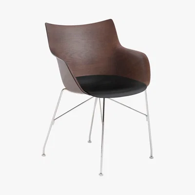 Barker and Stonehouse Kartell Smartwood Dining Chair with Arms, Dark Wood with Black seat