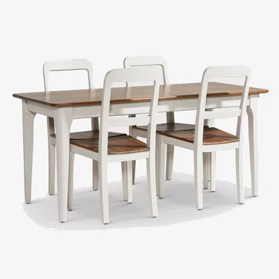 Barker and Stonehouse Mara 165cm Table & 4 Side Chairs, White | Barker & Stonehouse