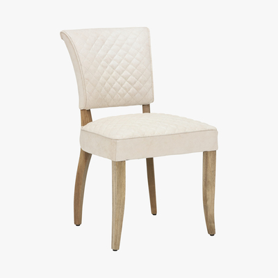 Barker and Stonehouse Timothy Oulton Mimi Quilted Leather Dining Chair, Vintage Bianco
