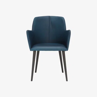 Barker and Stonehouse Edgar Dining Chair - Blue - Leather - W56 x D57 x H82cm - Barker &amp; Stonehouse