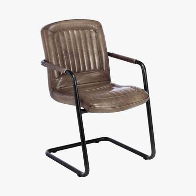 Barker and Stonehouse Irving Leather Dining Chair with Arms, Brown